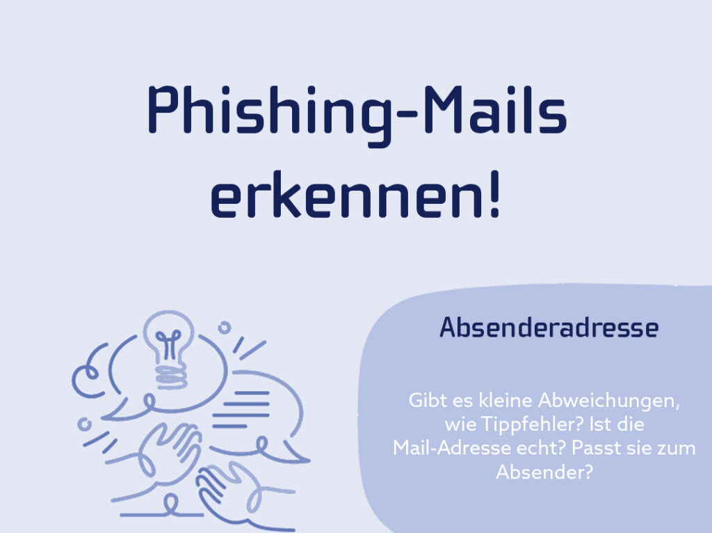 Phishing-Mails erkennen. Infografik